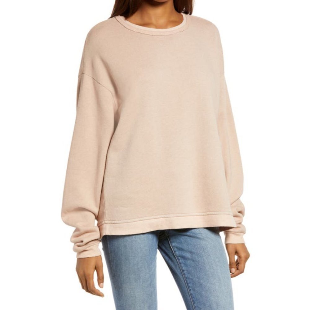 TREASURE & BOND Womens Pink Thermal Edge Sweatshirt